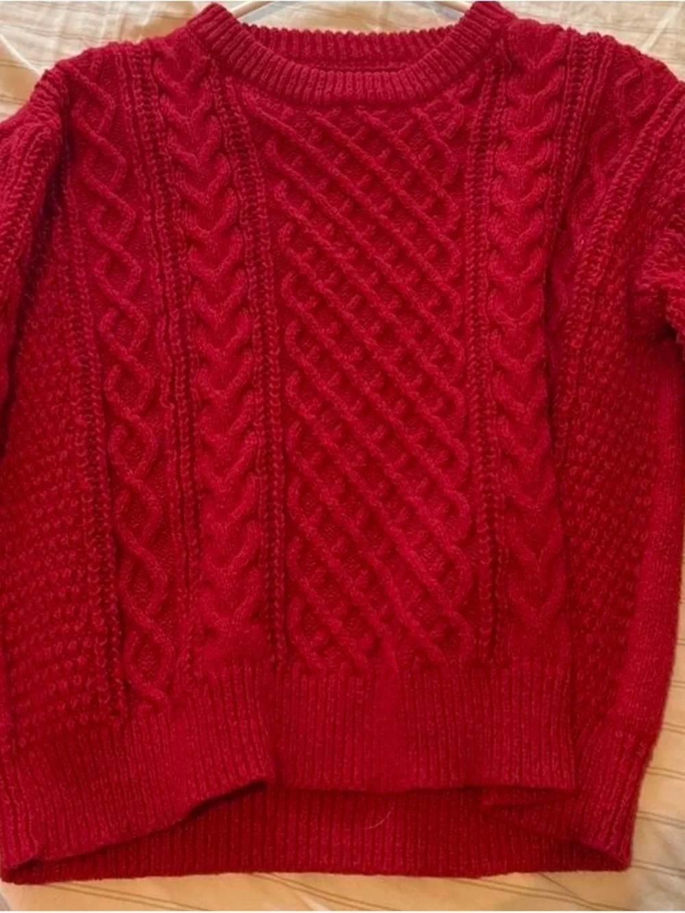 SHEIN Red Cable Knit Pullover Sweater